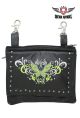 Naked Cowhide Leather Lime Green Butterfly Belt Bag With Studs