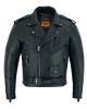 Classic Biker Police Motorcycle MC Jacket Concealed Gun Pockets Soft Cowhide Leather Heavy Duty