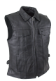 Mens Leather  Club Vest With Black Liner