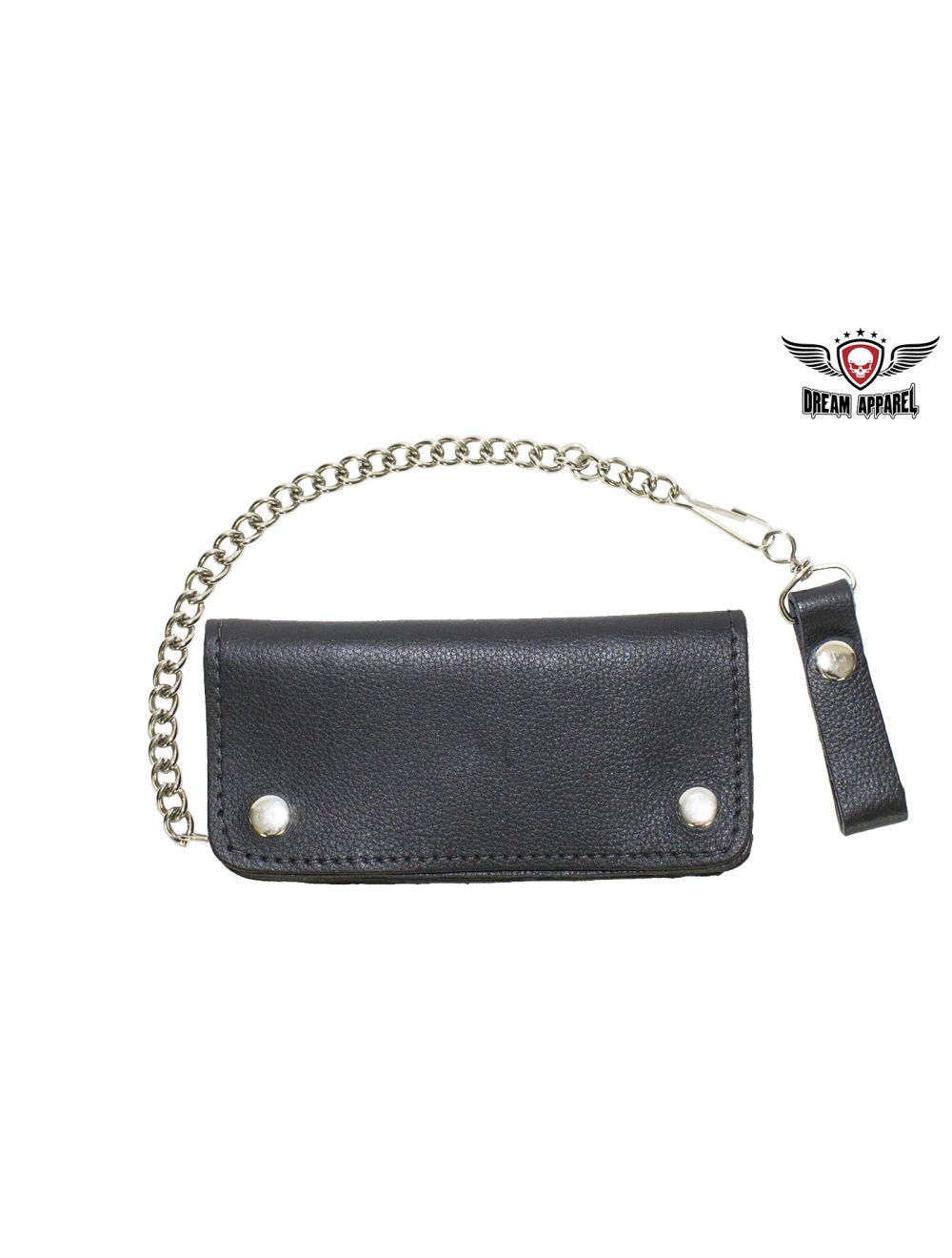 Men's Heavy Duty Black Leather Motorcycle Chain Wallet – Biker Style Bifold By Dream Apparel