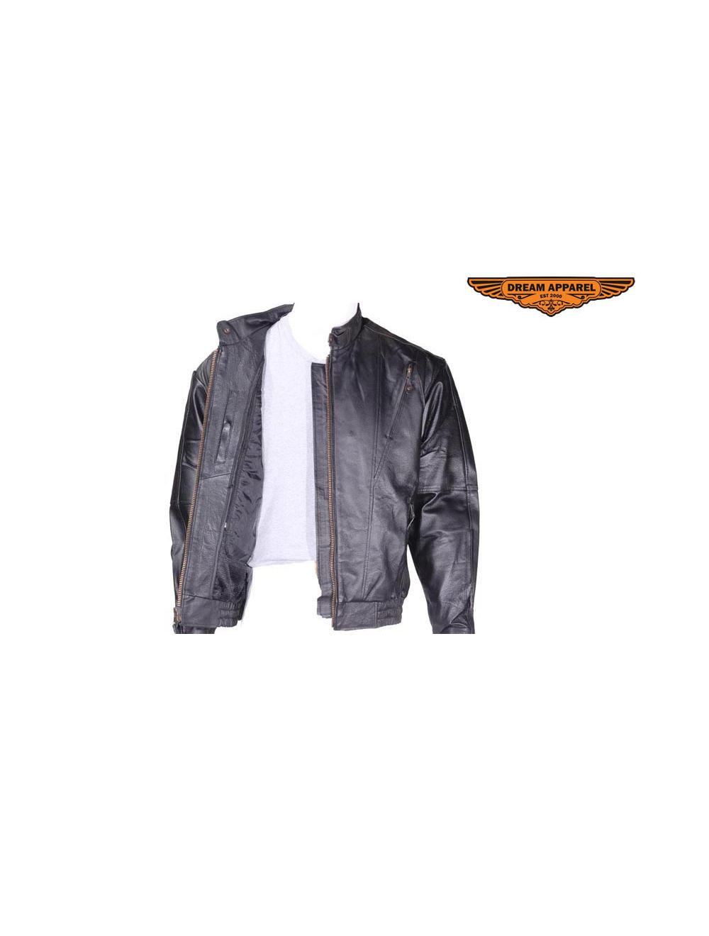 Black Pig Skin Leather Lightweight Racer Jacket