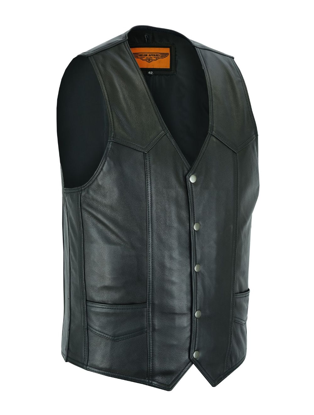 Mens Plain Black Leather Vest Heavy Duty Premium Cowhide Leather