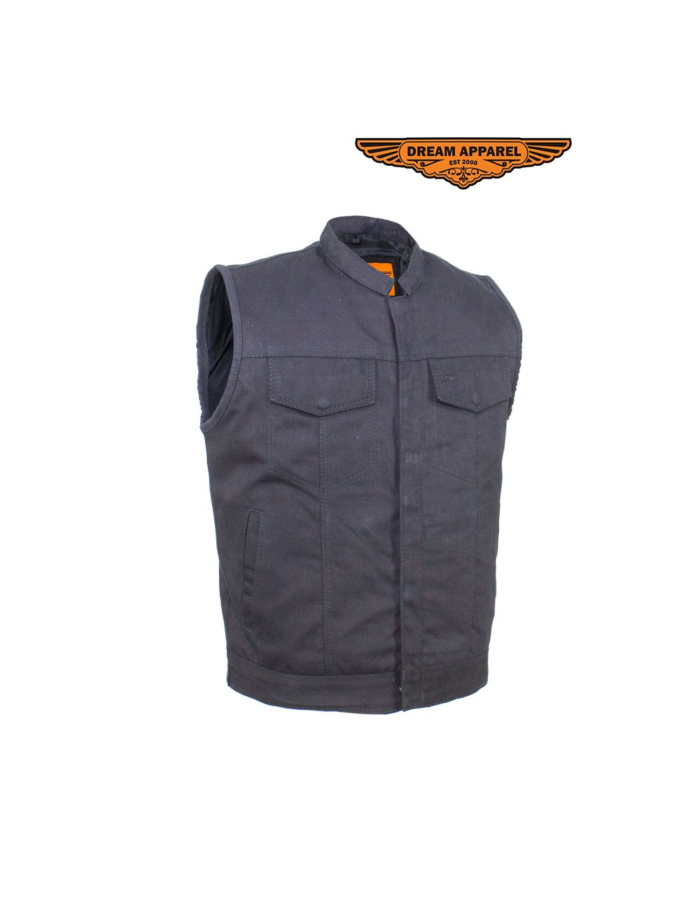 black denim motorcycle vest