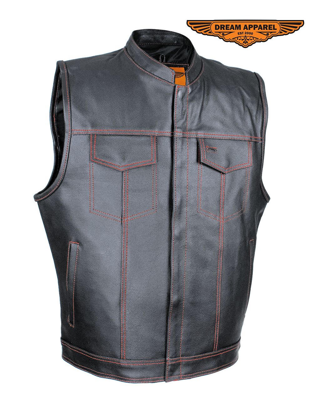 Leather Vest with Red Cowl Rocker Vest Biker Vest Bike Rocker Vest Custom Chopper 