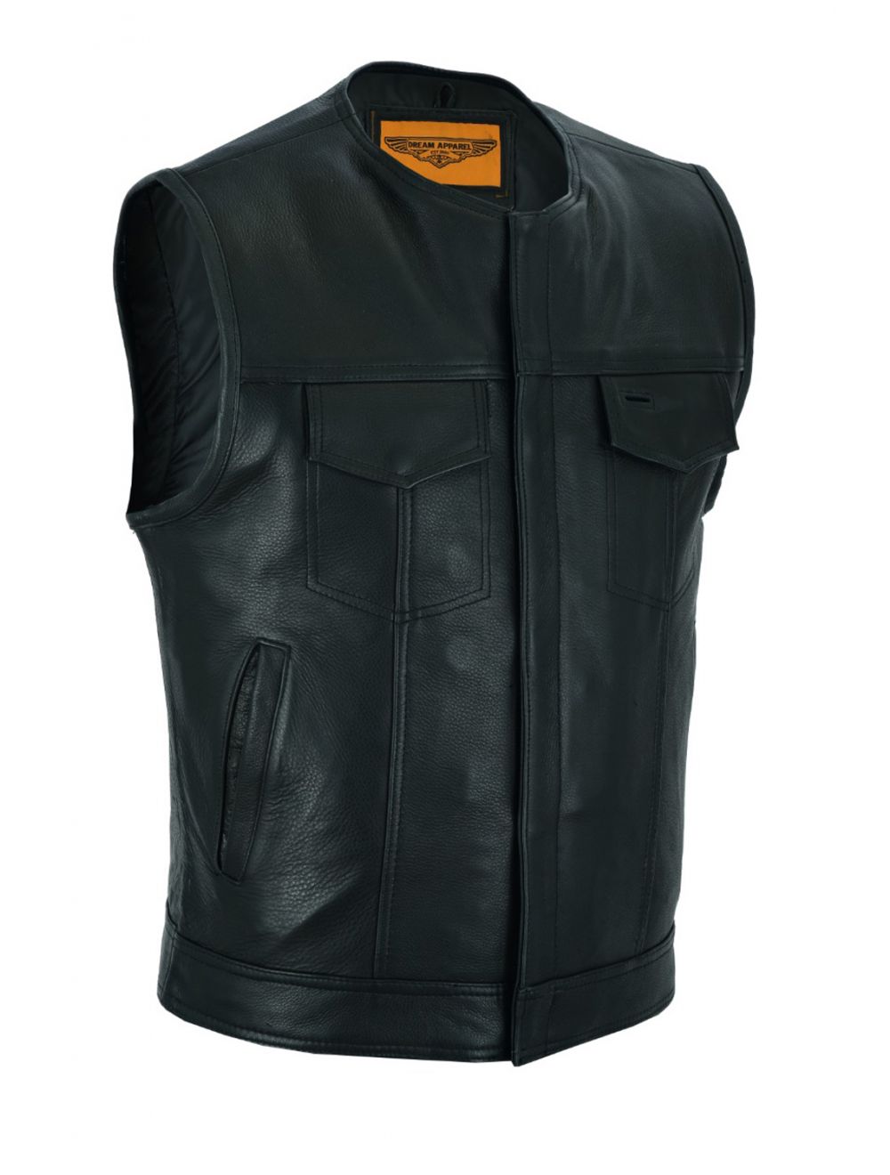 Dream Apparel Mens Motorcycle Collarless CLUB VEST® with Black Liner ...