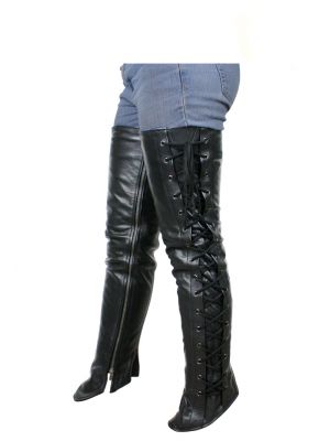Milwaukee Leather Zippered Thigh Pocket Chaps Black, 5X- Large 