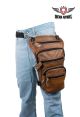 Naked Cowhide Leather Multi-pocket Thigh Bags - Brown