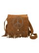 Womens Genuine Brown Suede Pocketbook with Peace Sign