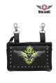 Fully Naked Cowhide Leather Belt Bag With Lime Green/Gray Heart and Studs