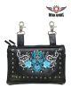 Studded Turquoise And White Sugar Skull Naked Cowhide Leather Belt Bag
