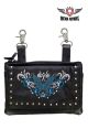Naked Cowhide Black Leather Turquoise Butterfly Belt Bag