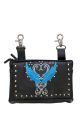 Studded Naked Cowhide Leather Belt Bag W/ Turquoise Wings