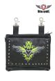 Naked Cowhide Leather Belt Bag with Lime Green/Gray Heart W/ Studs