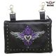 Studded Naked Cowhide Leather Gun Holster Belt Bag with Purple & Silver Heart lobster clasps