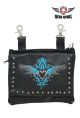Naked Cowhide Leather Belt Bag with Torquoise/Gray Heart & Studs