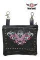 Studded Naked Cowhide Leather Pink Butterfly Belt Bag