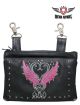 Studded Naked Cowhide Leather Belt Bag W/ Pink Wings