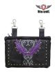 Studded Naked Cowhide Leather Belt Bag W/ Purple Wings