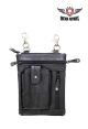 Multi-Pocket Black Naked Cowhide Leather Belt Bag