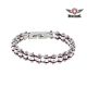 Chrome and Purple Squared Motorcycle Bracelet W/ Clear Gemstones