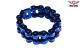 Chrome and Blue Motorcycle Bracelet with Blue Gemstones