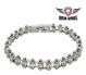 Chrome Plated & White Squared Motorcycle Bracelet With Clear Gemstones