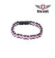 Black And Pink Squared Motorcycle Bracelet With Clear Gemstones