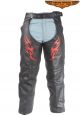 Flame Embroided Motorcycle  Biker Chaps