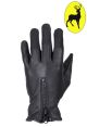 Ladies Deer Skin Leather Gloves With Zipper - Black