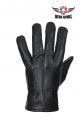 Deer Skin Leather Gloves With Slits - Black