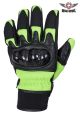 Leather Motorcycle Gloves - Green/Black
