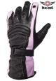 Ladies Pink Full Finger Leather Gauntlet Gloves