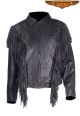 Womens Leather Jacket With Fringes & Studs