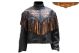 Womens Leather Motorcycle Jacket With Flames & Fringe