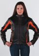 Women Black and Orange Leather Racer Jacket With Z/o Lining