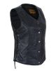 Womens Leather Vest With Concealed Carry & Side Laces 5-snaps on front