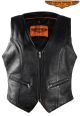 Womens Motorcycle Leather Vest With Gun Pockets