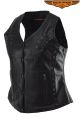 Ladies Naked Cowhide Leather Vest With Concealed Carry Pockets