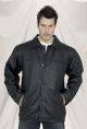 Men's Buttoned leather jacket - Black