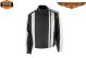 Men's Black Light Textile Motorcycle Jacket w/ White Multi-Striped Design