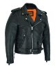 Mens Classic Police Style Motorcycle Jacket With Side Laces Silver Hardware