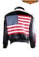 USA Flag Leather Motorcycle Jacket