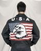 Mens Motorcycle Leather Jacket With Eagle & American Flag
