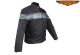 Black Racer Style Textile Jacket W/ Silver Stripes