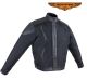Black Racer Style Textile Jacket W/ Leather Patches