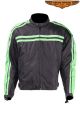 Black Lightweight Textile Jacket W/ Green Striped Design - Men's