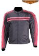 Black Lightweight Textile Jacket W/ Red Striped Design - Men's