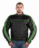 Black Lightweight Textile Jacket W/ Green Stripes - Men's