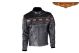 Mens Black Racer Leather Motorcycle Jacket With Flaming Skulls