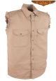 Mens Biker Denim Beige Sleeveless